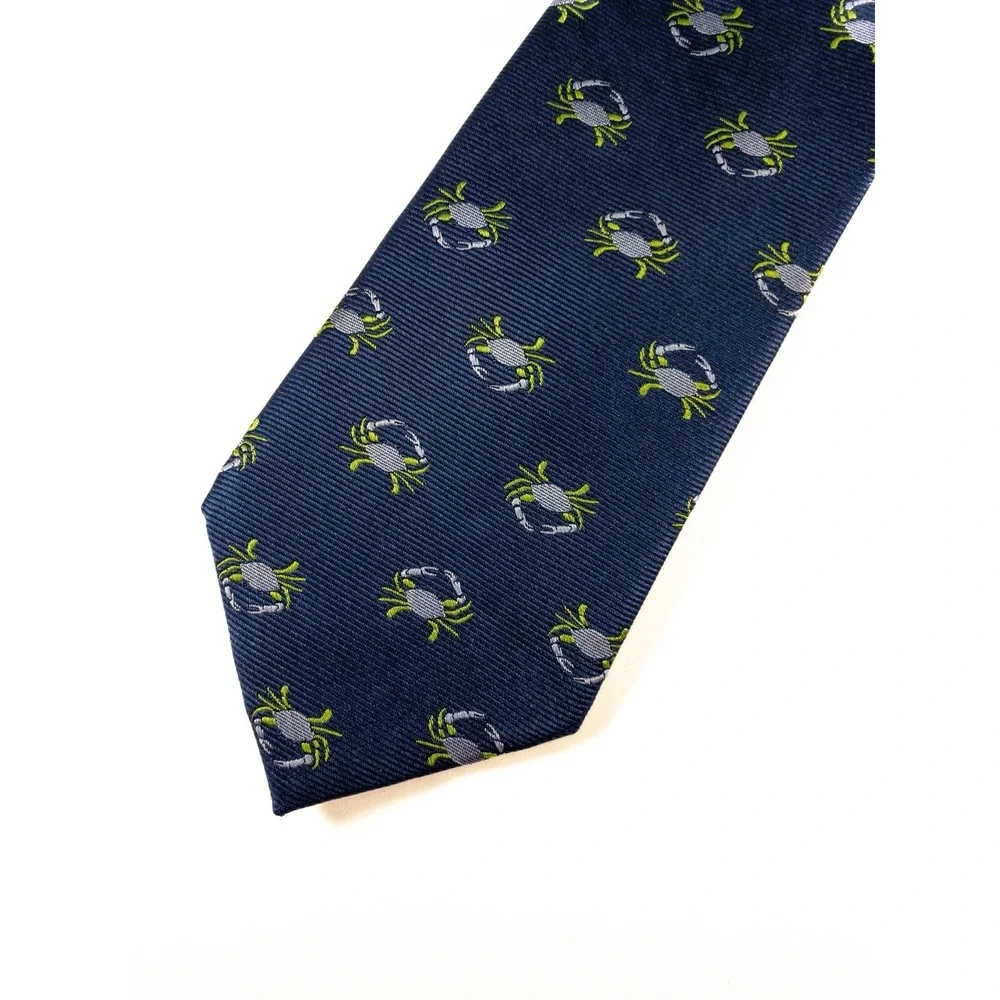 The Tie Bar, Novelty Crab Fine Ribbed Embroidered Jacquard Faille, silk,  61x3